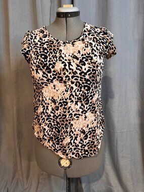 Joie 100% Silk Leopard Print Cap Sleeve Top XS